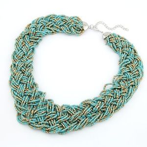 Turquoise Bohemian Style Weave Necklace